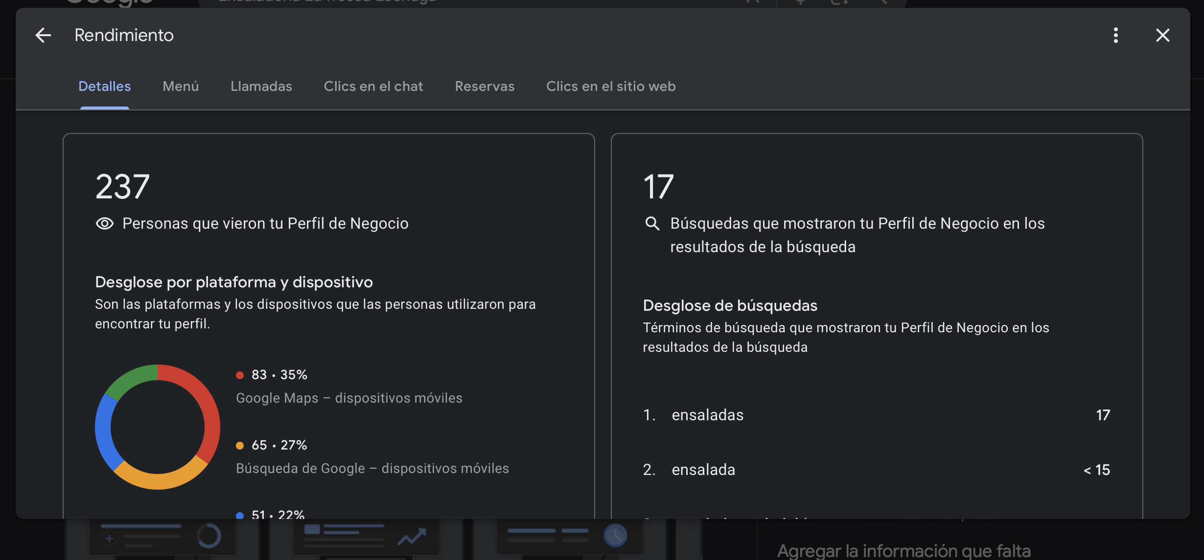 Resultados Google Maps